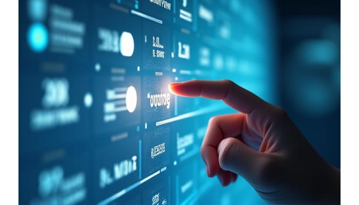 Imej visualisasi pengguna berinteraksi dengan panel kawalan digital, melambangkan kawalan ke atas data peribadi mereka.